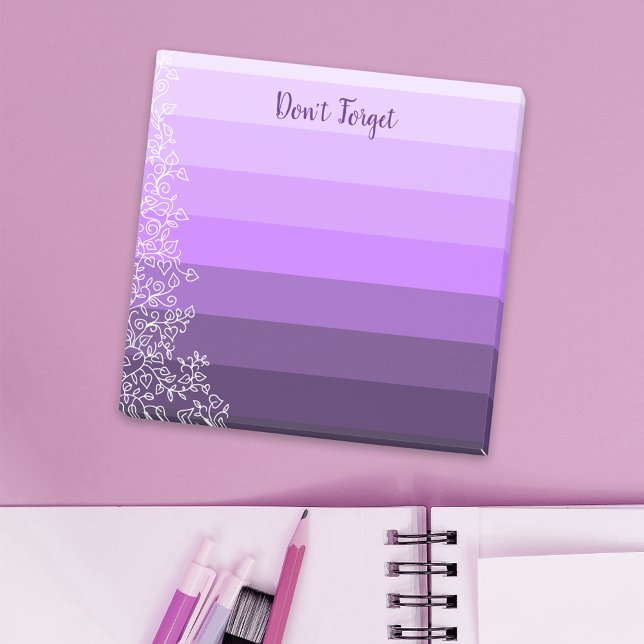 Botanical Purple Striped Gradient Don't Forget Post-it Notes (Creator Uploaded)