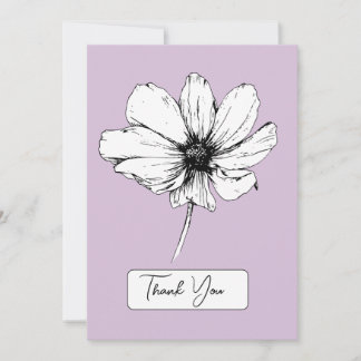Botanical Purple Thank You Card - Cosmos Flower