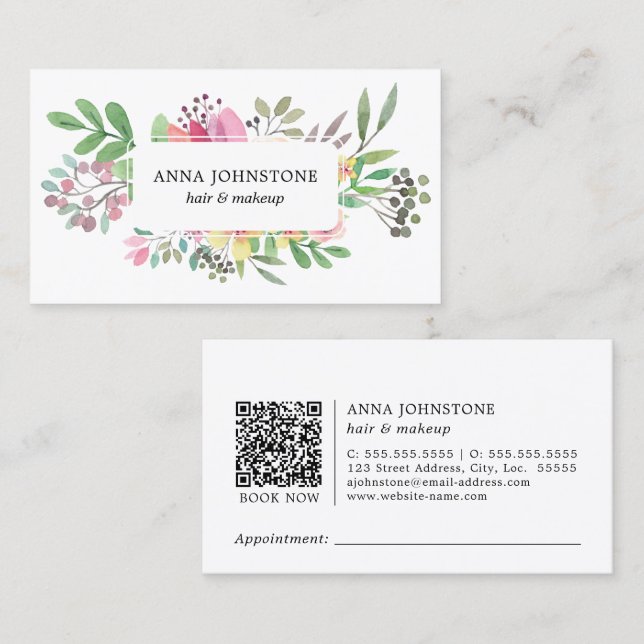 Botanical QR Code | Appointment Business Card (Front/Back)
