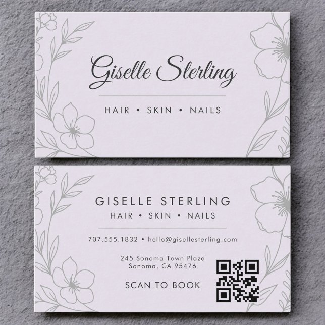 Botanical QR Code Lavender Purple Floral Beauty  Business Card (Creator Uploaded)