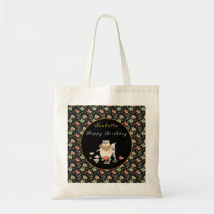 Botanical Racoon Customise Text and Colour Tote Bag