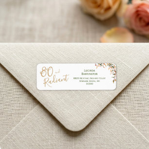 Botanical Radiant 80th Birthday Return Address Label