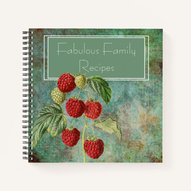 Botanical Raspberries Recipe Notebook (Front)