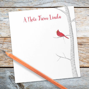 Botanical Red Cardinal Elegant Winter Woodland Notepad