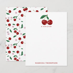 Botanical Red Cherries Greenery & Cherry Blossoms  Card