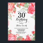 Botanical Red Floral 30th Birthday Invitation<br><div class="desc">Botanical Red Floral 30th Birthday Invitation. Floral Pink Peonies Birthday Invitation for Women. Watercolor Floral Flower. Elegant Pink Rose and Peony Flowers. Adult Birthday. White Background. Black and White. 13th 15th 16th 18th 20th 21st 30th 40th 50th 60th 70th 80th 90th 100th, Any Ages. For further customisation, please click the...</div>