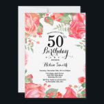Botanical Red Floral 50th Birthday Invitation<br><div class="desc">Botanical Red Floral 50th Birthday Invitation. Floral Pink Peonies Birthday Invitation for Women. Watercolor Floral Flower. Elegant Pink Rose and Peony Flowers. Adult Birthday. White Background. Black and White. 13th 15th 16th 18th 20th 21st 30th 40th 50th 60th 70th 80th 90th 100th, Any Ages. For further customisation, please click the...</div>