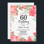 Botanical Red Floral 60th Birthday Invitation<br><div class="desc">Botanical Red Floral 60th Birthday Invitation. Floral Pink Peonies Birthday Invitation for Women. Watercolor Floral Flower. Elegant Pink Rose and Peony Flowers. Adult Birthday. White Background. Black and White. 13th 15th 16th 18th 20th 21st 30th 40th 50th 60th 70th 80th 90th 100th, Any Ages. For further customisation, please click the...</div>