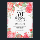 Botanical Red Floral 70th Birthday Invitation<br><div class="desc">Botanical Red Floral 70th Birthday Invitation. Floral Pink Peonies Birthday Invitation for Women. Watercolor Floral Flower. Elegant Pink Rose and Peony Flowers. Adult Birthday. White Background. Black and White. 13th 15th 16th 18th 20th 21st 30th 40th 50th 60th 70th 80th 90th 100th, Any Ages. For further customisation, please click the...</div>