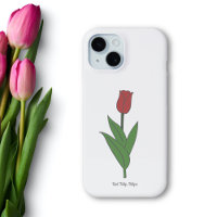 Botanical Red Tulip Pastel Flower 