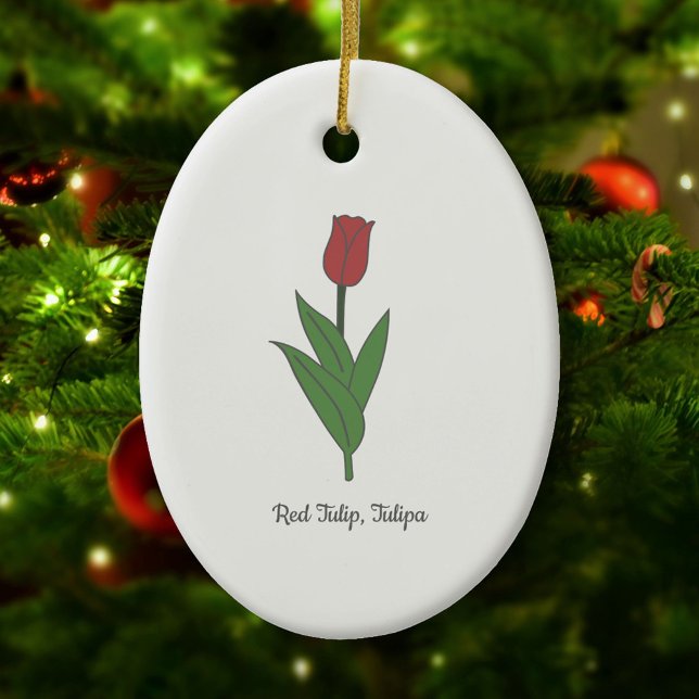 Botanical Red Tulip Pastel Flower  Ceramic Ornament (Botanical Red Tulip Ornament)