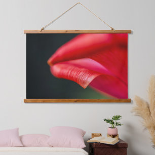 Botanical Red Tulip Petal Macro Close Up Photo Hanging Tapestry
