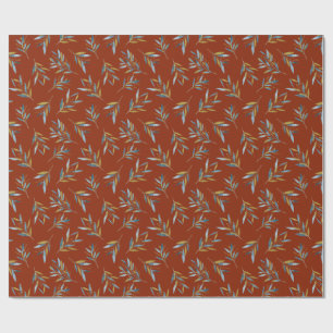 Botanical Repeat Pattern from Twigs with Gold Wrapping Paper
