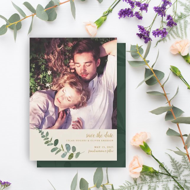 Botanical Romance | Simple Photo Save the Date Announcement (Creator Uploaded)