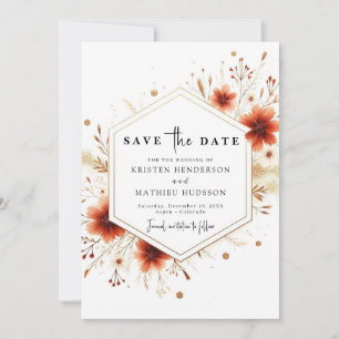 Botanical Romantic Terracotta Wedding Save The Date