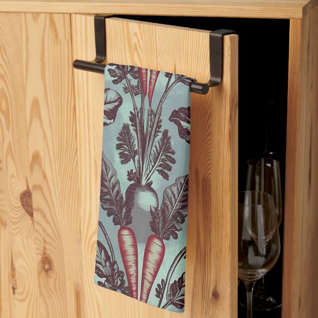 Botanical Root Vegetables Fleece Blanket – Carrot Tea Towel (Thirds Fold)