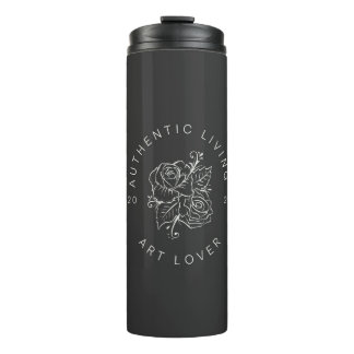 Botanical Rose Circle Logo Thermal Tumbler