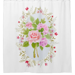 Botanical Rose Floral Shower Curtain