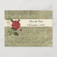 Botanical Rose French Vintage Paper Save the Date