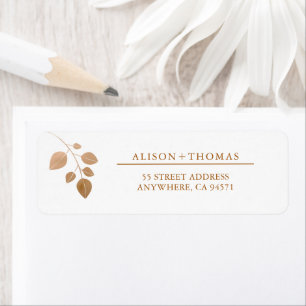 Botanical Rose Gold Branch Wedding Return Address  Label