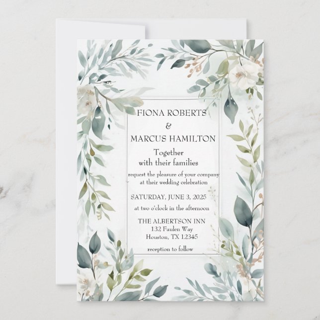 Botanical Rustic Floral Wedding Invitation (Front)