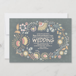 Botanical Rustic Floral Wedding Invitations
