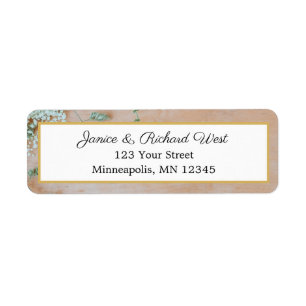 Botanical Rustic Gold Frame Wedding Return Address Label