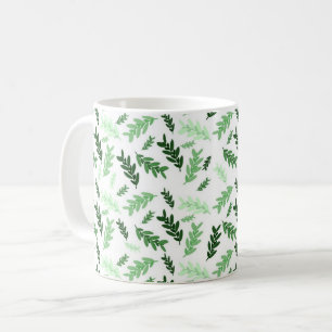 Botanical, Rustic Green Leaves Coffee Mug