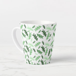 Botanical, Rustic Green Leaves Latte Mug