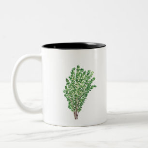 Botanical rustic kitchen garden herbs thyme Two-Tone coffee mug