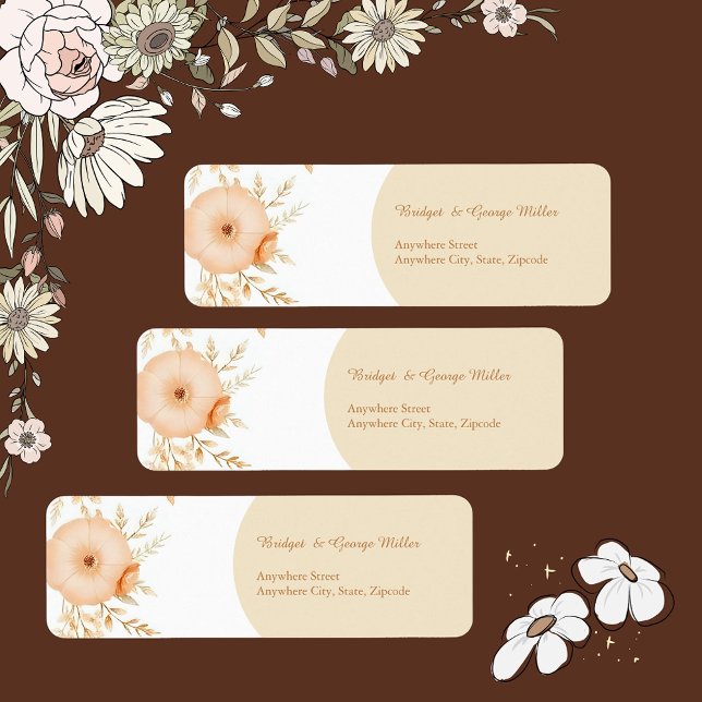 Botanical Rustic Warm floral boho  Return Address Label (Creator Uploaded)