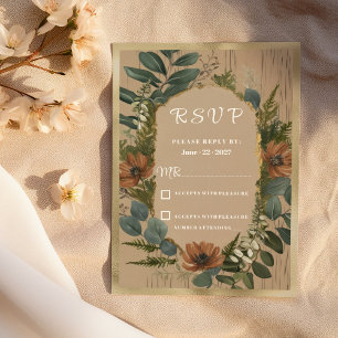 Botanical rustic woodland floral RSVP Invitation