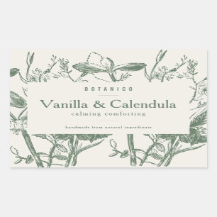 Botanical Sage Cream Floral Modern Simple Product Rectangular Sticker