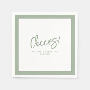 Botanical Sage Green Cheers Toast Cocktail Napkin