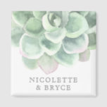 Botanical Sage Green Succulent Wedding Favour Magnet<br><div class="desc">Botanical wedding favour magnet with a large pastel green succulent at the top and your names in a soft grey font. These magnets make for a great favour for your wedding guests. It's something personal as well as something they will likely find useful as they use it to hang items...</div>