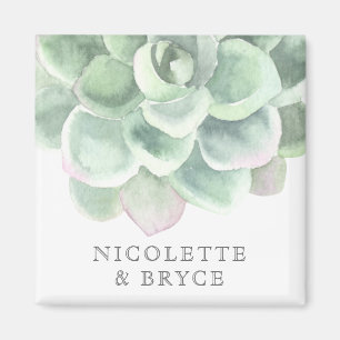 Botanical Sage Green Succulent Wedding Favour Magnet