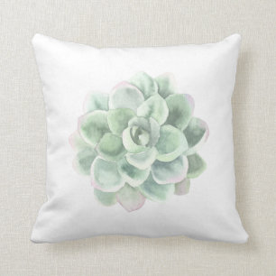 Botanical Sage Green Watercolor Succulent Cushion