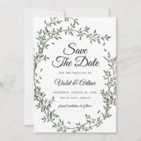 Botanical Sage Wreath Wedding Save The Date