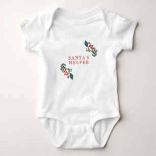 Botanical Santa's Helper Holiday Christmas Baby Bodysuit