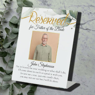 Botanical Save A Seat Photo Wedding Memorial Pedestal Sign