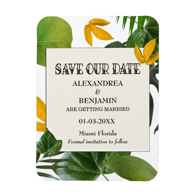 Botanical Save The Date Tropical Palms Magnet (Vertical)