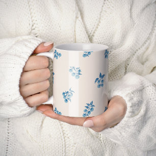 Botanical Scattered Tomato Branch Dusty Cerulean Coffee Mug