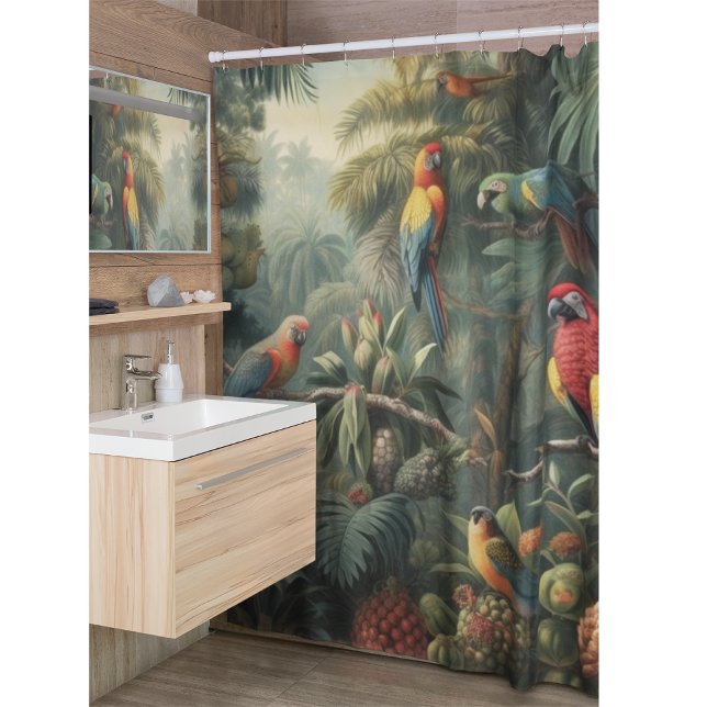 Botanical scene of parrots and pineapples  shower curtain (Creator Uploaded)