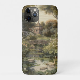 Botanical scene of swans in an English garden Case-Mate iPhone Case