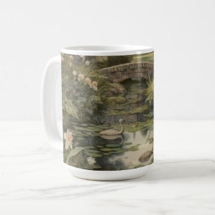 Botanical scene of swans in an English garden Coffee Mug