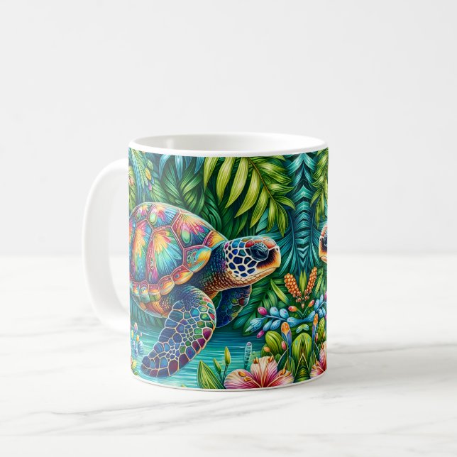 Botanical Sea Turtle Coffee Mug (Front Left)