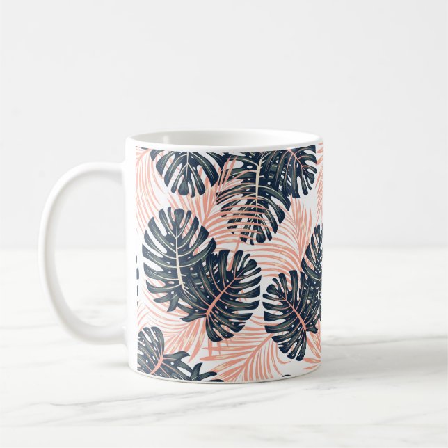 Botanical seamless tropical pattern with bright pl coffee mug (Left)