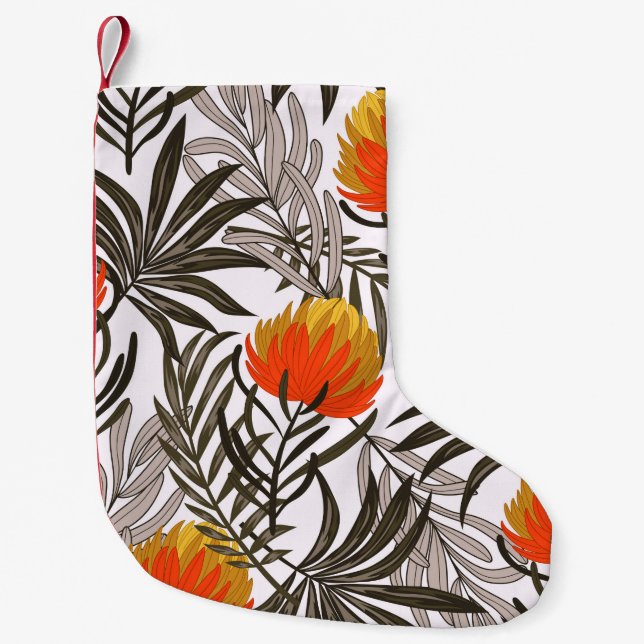 Botanical seamless tropical pattern with bright pl small christmas stocking (Front)