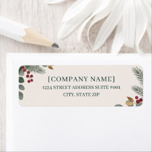 Botanical Season’s Greetings Corporate Return Address Label