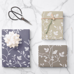 Botanical Serenade Minimalist White Floral Gift Wrapping Paper Sheet